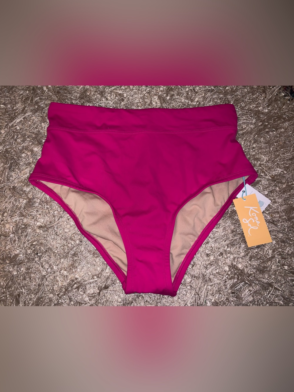 Kona Sol High-Waist Bikini Bottoms in Fuchsia - M(8-10) NWT